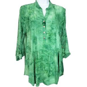 New Directions Dali-Green Pullover Blouse Women's Size M